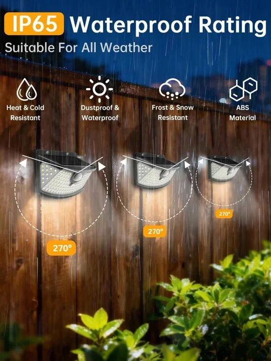 6-Pack Solar Motion Sensor Lights - 120 LEDs, IP65 Waterproof, Daylight White - Picture 2 of 7
